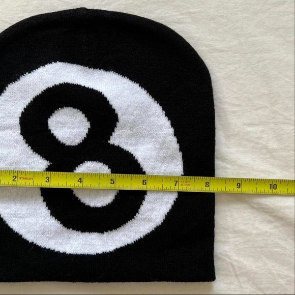 Y2K 2000s grunge black classic 8 ball beanie - Picture 7 of 8